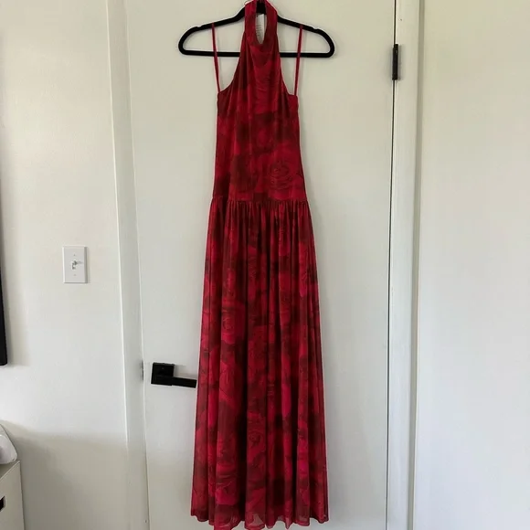 MORE TO COME GEORGINA MAXI DRESS SIZE SMALL NWT - RED FLORAL - Picture 2 of 4